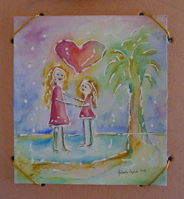 watercolor of mother and daughter