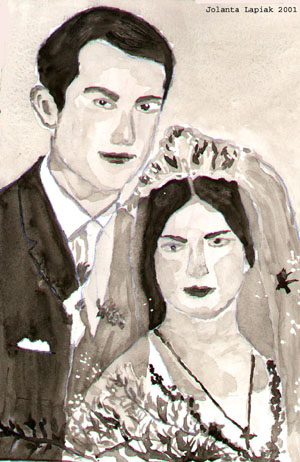 watercolor of a wedding portrait